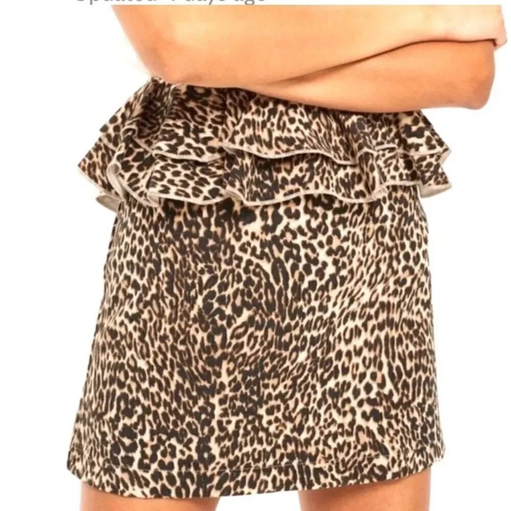 Topshop Leopard Print Ruffled Peplum Mini Skirt Women’s 10